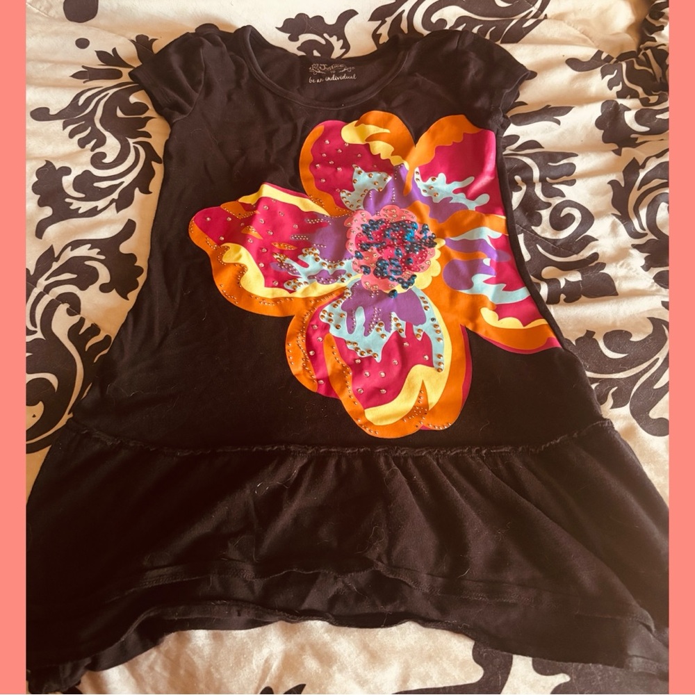 💜girls Justice rhinestone flower dress